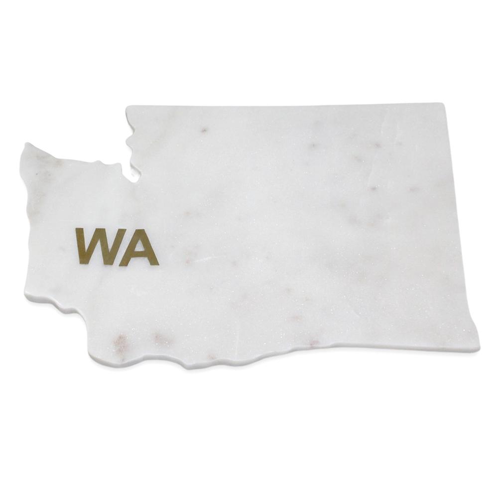 Lg Polished Marble "Washington" Cutting Board W/Brass State Abbreviation. Picture 1