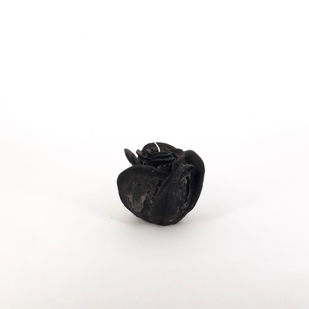 Medium 1-Wick Rose Candle 4.75"Dia X 4" Black - Black. Picture 1