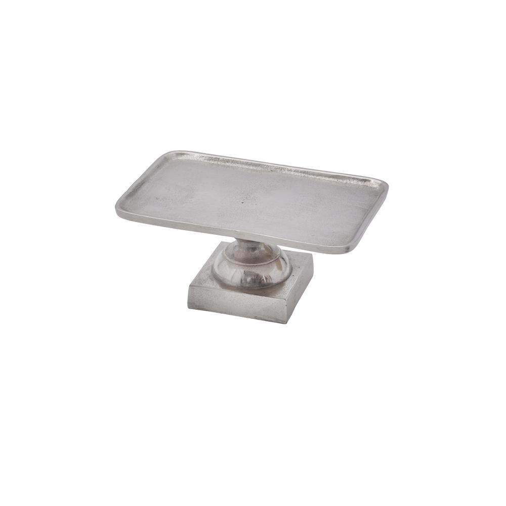 Sm. Cast Aluminum Tray On Stand Raw Nickel - Nickel - Nickel. Picture 1