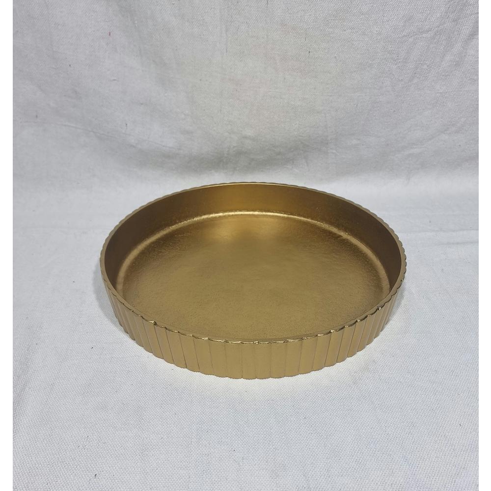 Plate Round Raw Brass Antique Dia 9.84" Aluminum. Picture 1