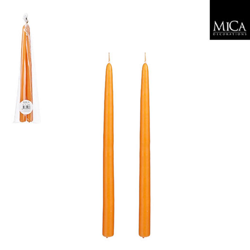 Set Of 2 Orange Taper Candles-St - Burn Time 9 Hours. Picture 1