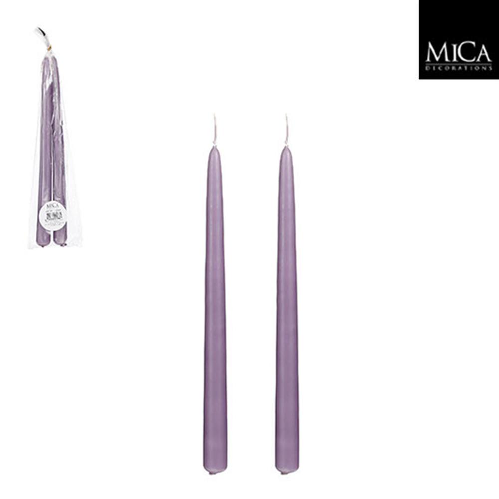 Set Of 2 Lilac Taper Candles-St - Burn Time 9 Hours. Picture 1