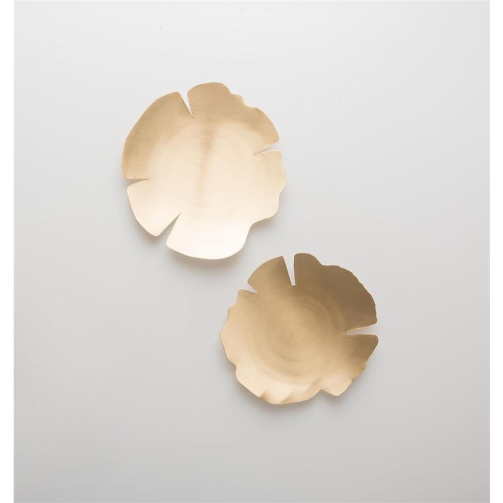 Set Of 2 Dish Leaves In Giftbox - Gold. Picture 1
