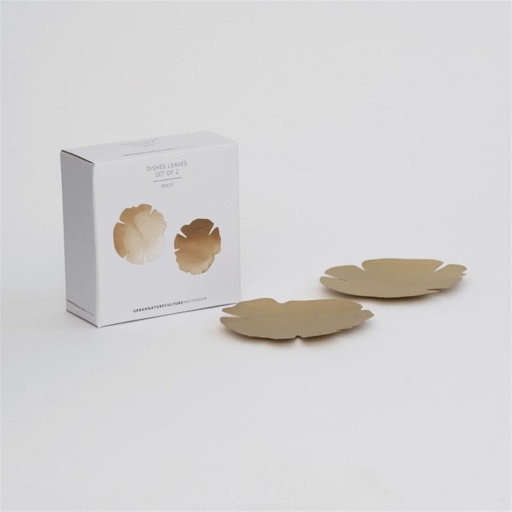 Set Of 2 Dish Leaves In Giftbox - Gold. Picture 2