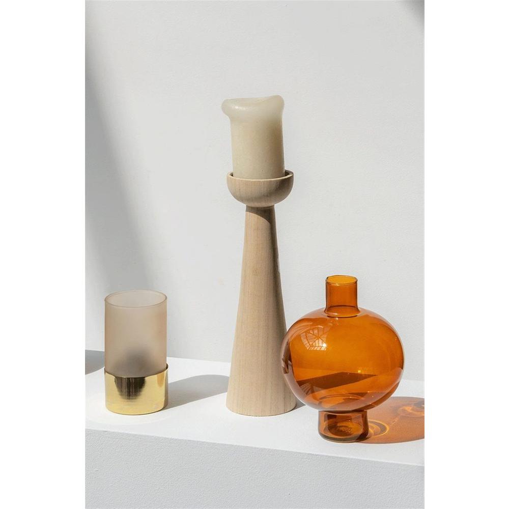 Vase Recycled Glass Round Golden Oak - Golden Oak. Picture 3