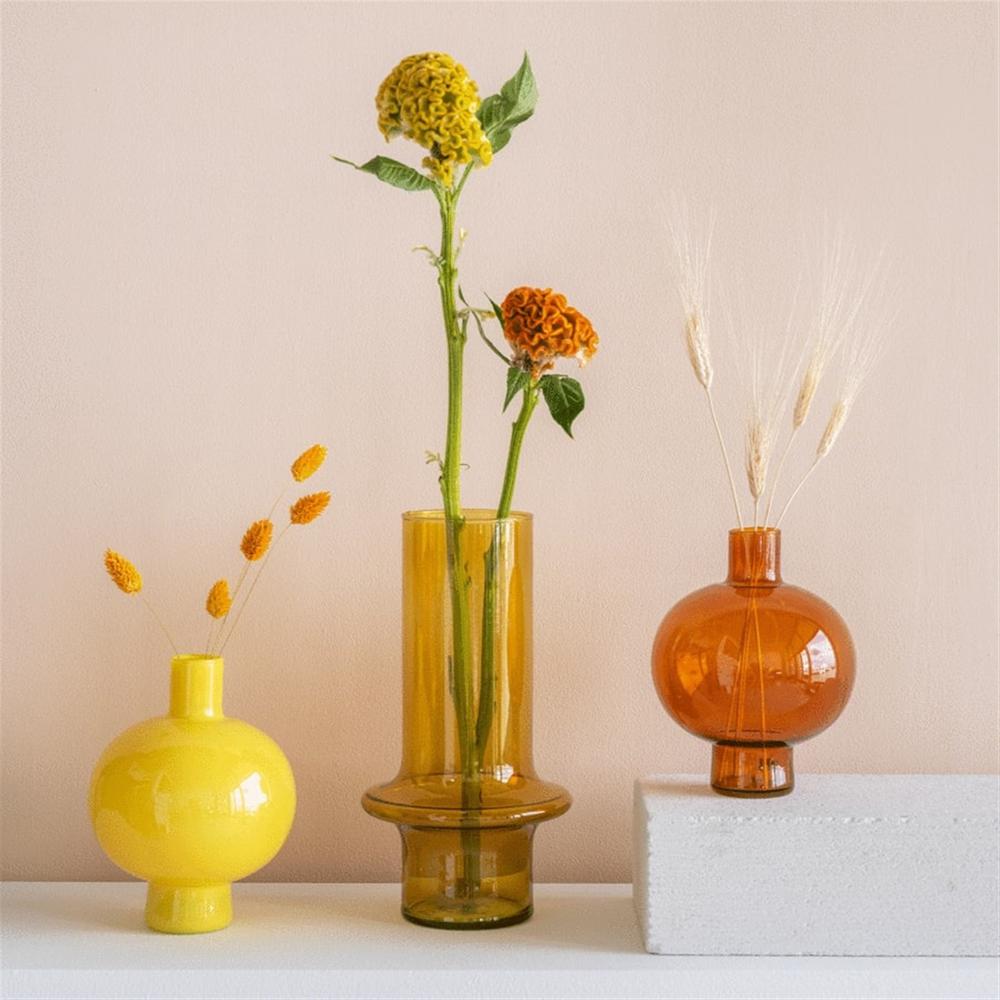 Vase Recycled Glass Round Golden Oak - Golden Oak. Picture 4
