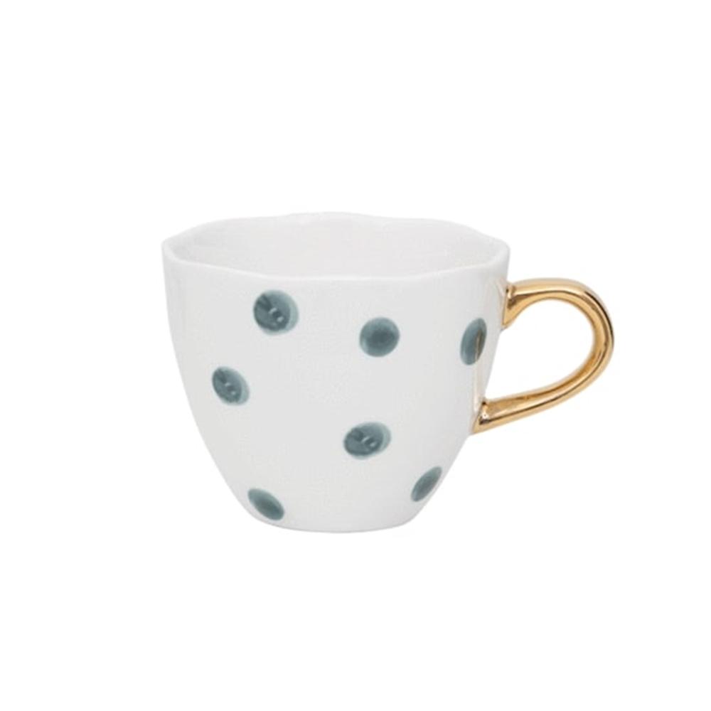 Good Morning Coffee Cup Small Dots Blue Green - Green Blue. Picture 1