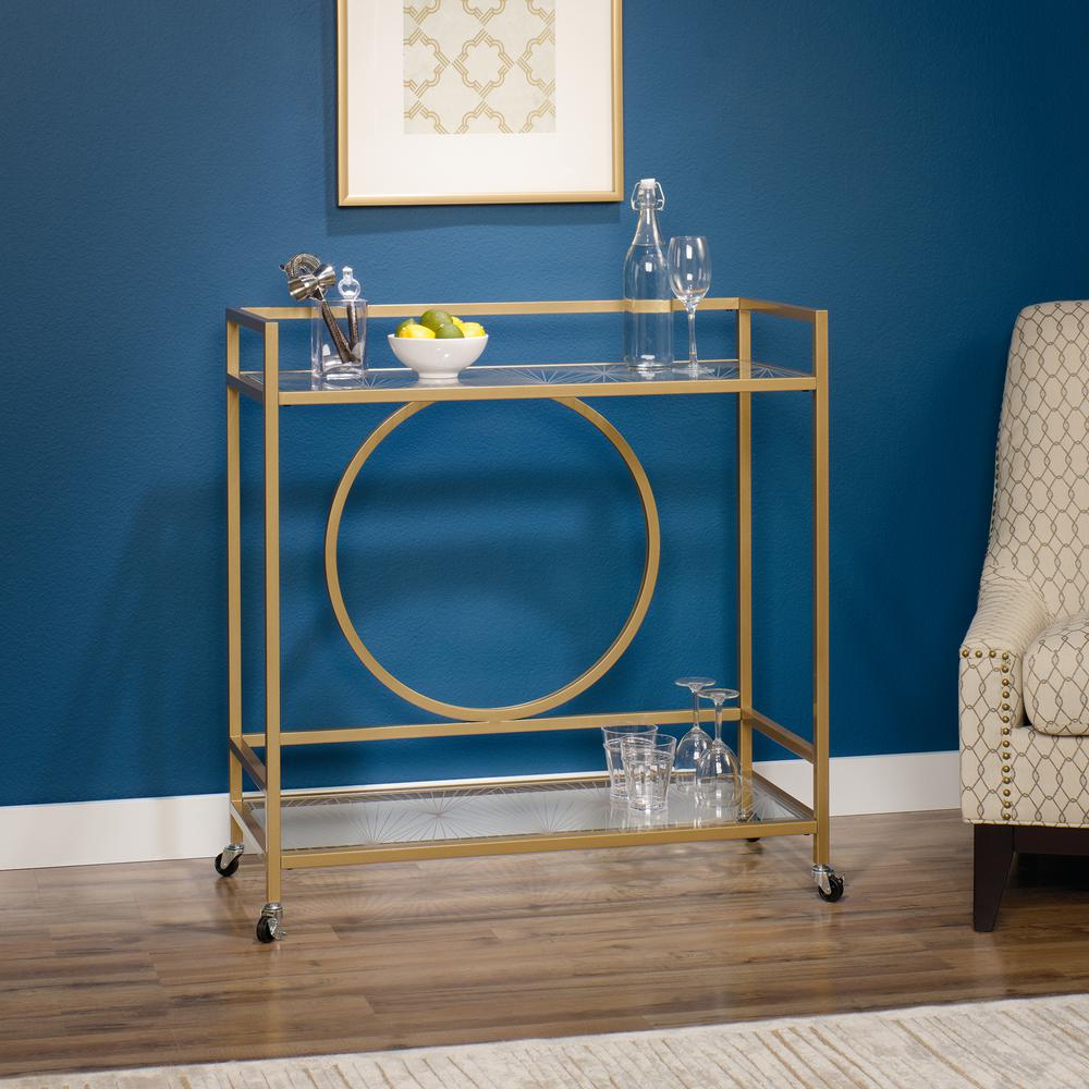 Int Lux Bar Cart Cle Satin Gold/Glass 3A. Picture 9