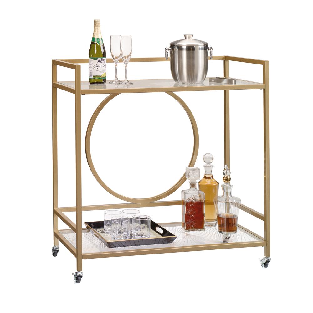 Int Lux Bar Cart Cle Satin Gold/Glass 3A. Picture 1