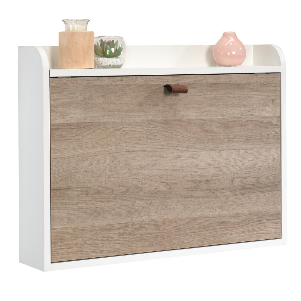 Anda Norr Wall Mount Desk Wh/Oak 3A. Picture 1