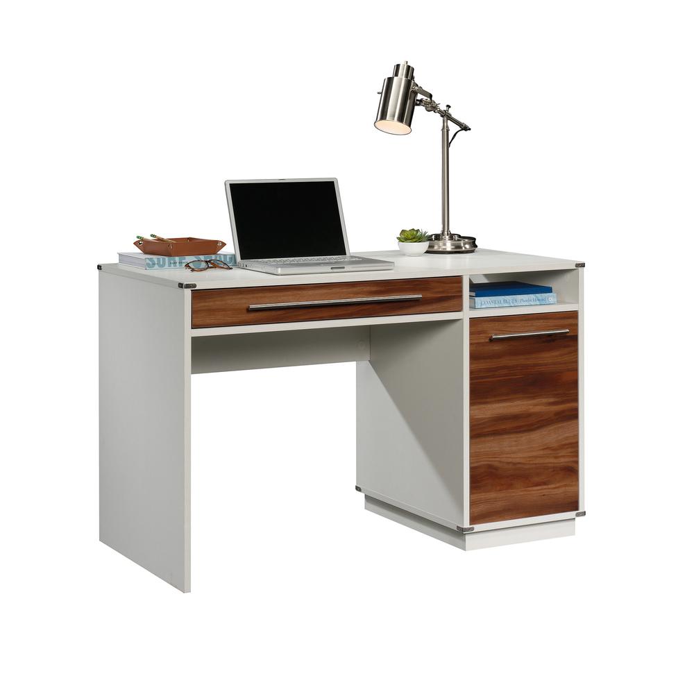 Vista Key Single Ped Desk Pearl Wh/Blaze. Picture 16