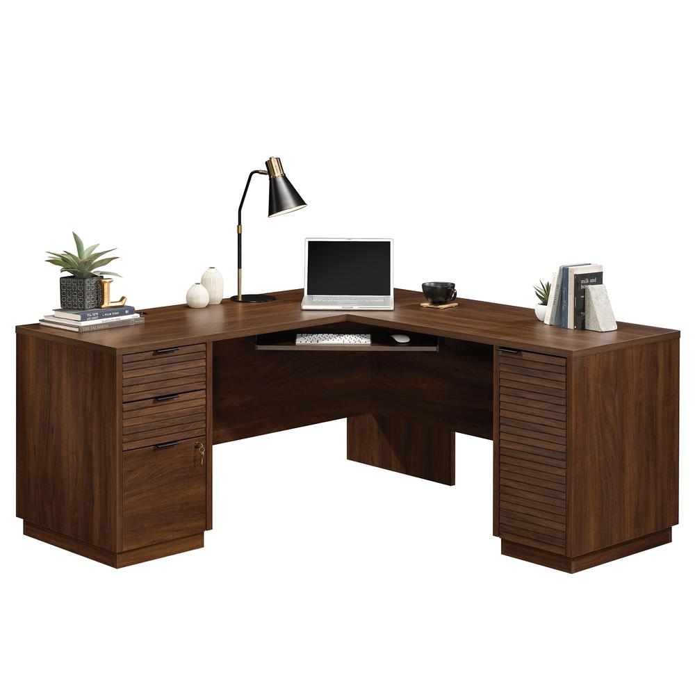 Englewood L-Desk Spiced Mahogany. Picture 1