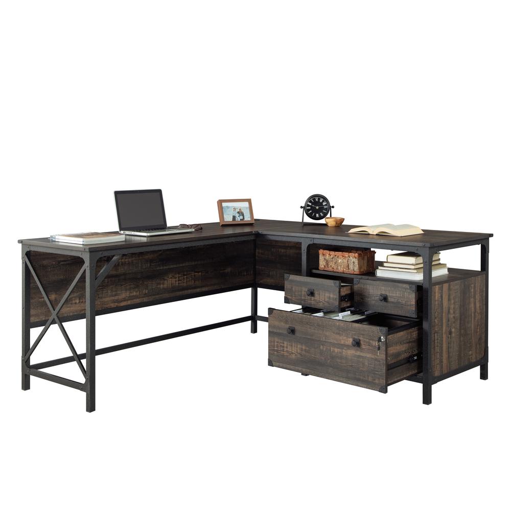 Steel River L-Shaped Desk  Carbon Oak. Picture 8
