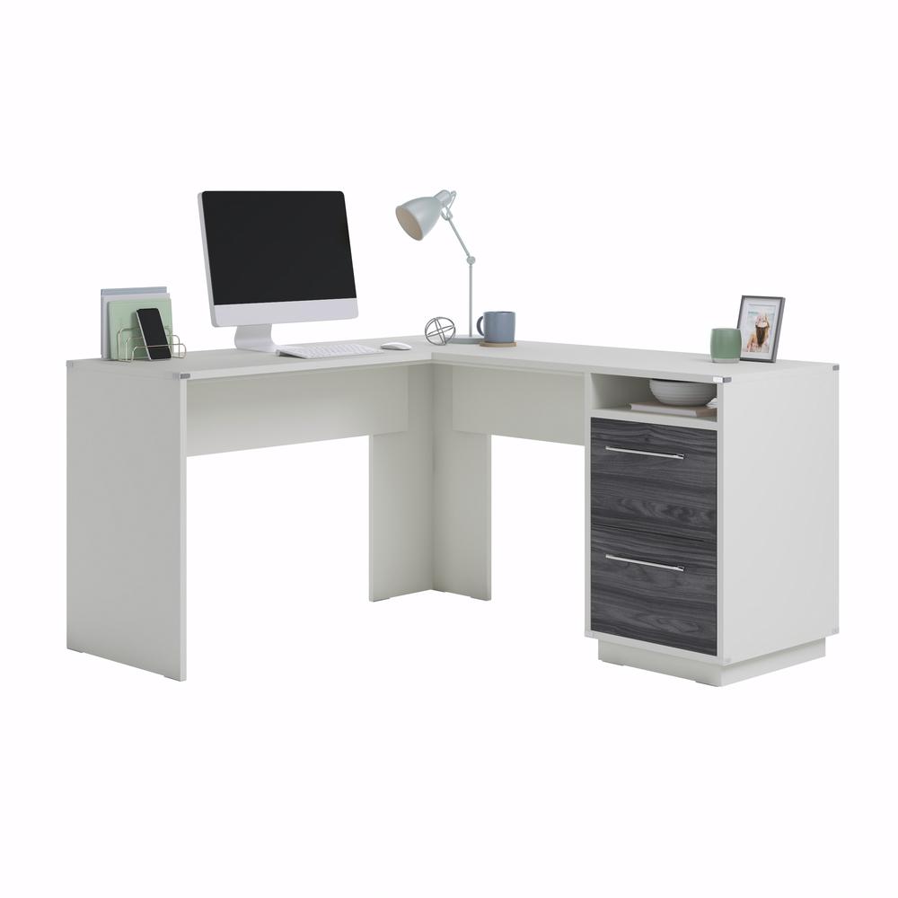 Vista Key L-Desk Pearl Wh/Misted Elm. Picture 2