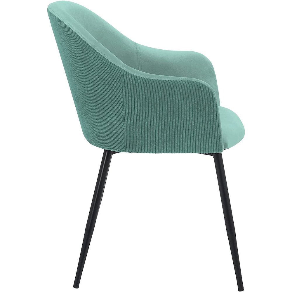 Pixie Two Tone Teal Fabric Dining Room Chair with Black Metal Legs. Picture 3