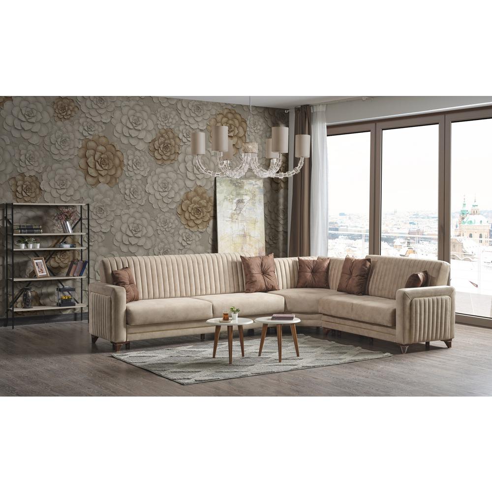 Line Living Room Sectional, Cream. Picture 1