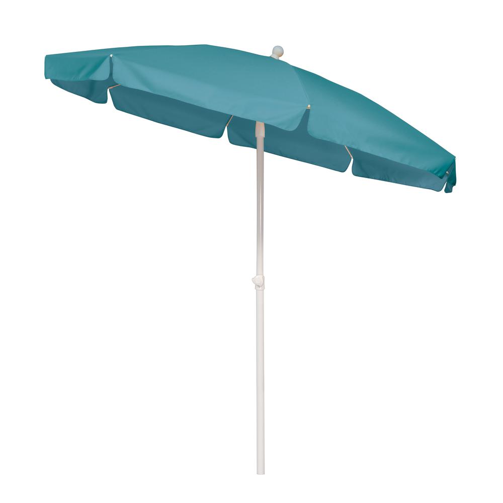 Tahiti 6.5' Beach Umbrella with Fiberglass Ribs, Ocean Blue / Ice Blue White. Picture 6