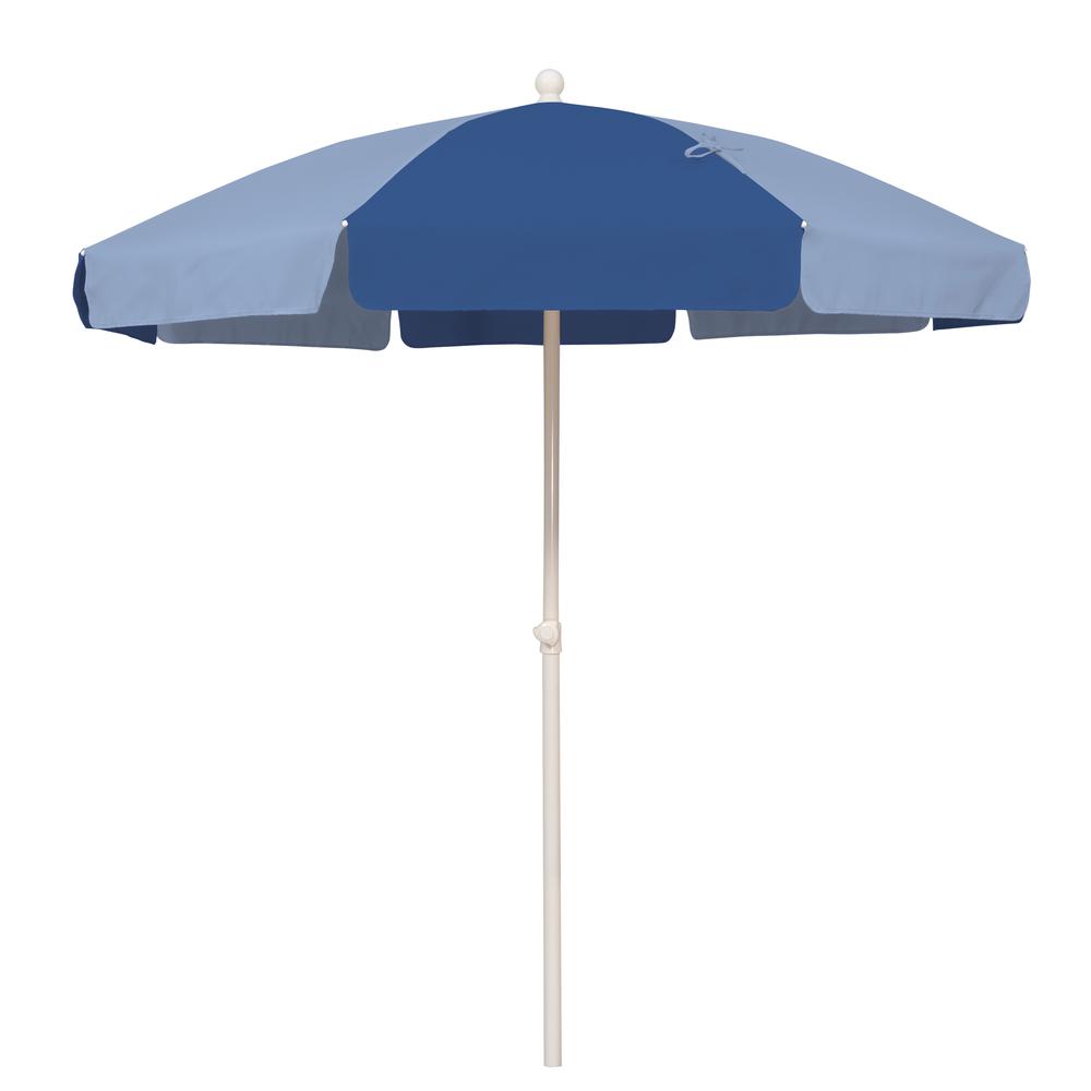 Tahiti 6.5' Beach Umbrella with Fiberglass Ribs, Ocean Blue / Ice Blue White. Picture 1