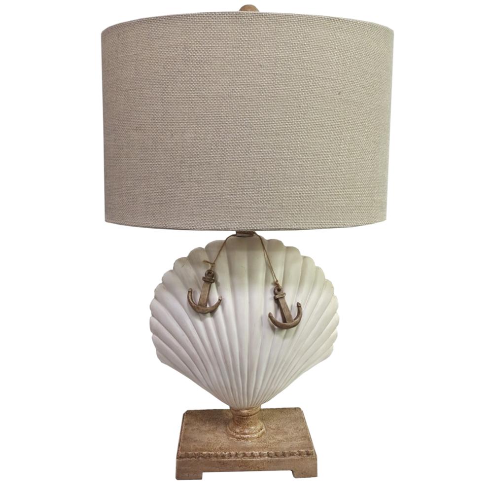 Clam Shell 28" White Coastal Table Lamp, (Set of 2). Picture 1