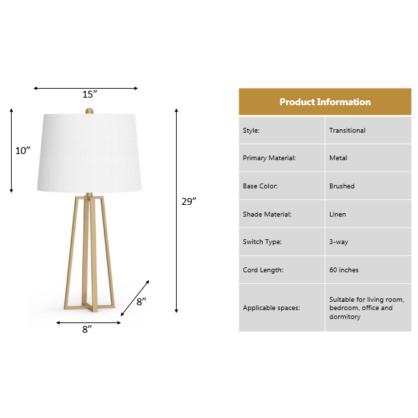 Jameson 29" Metal Gold Table Lamp, (Set of 2). Picture 2