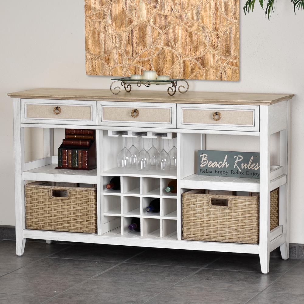 Captiva Island Sideboard with Wine Rack with 2 Baskets. Picture 1