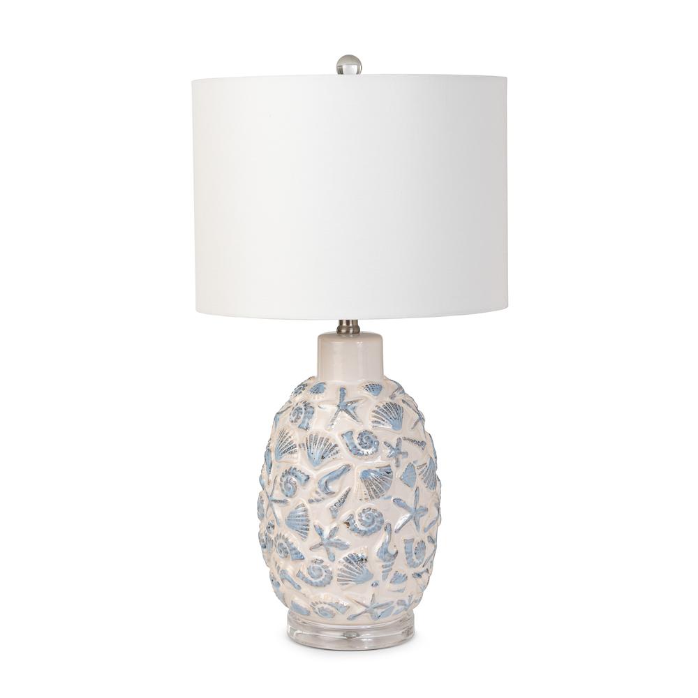 Jenny 26" Ceramic / Crystal Table Lamp, White and Blue, (Set of 2). Picture 1