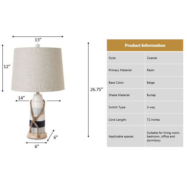 Buoy 27" Poly Coastal Table Lamp, Tri-color, (Set of 2). Picture 4