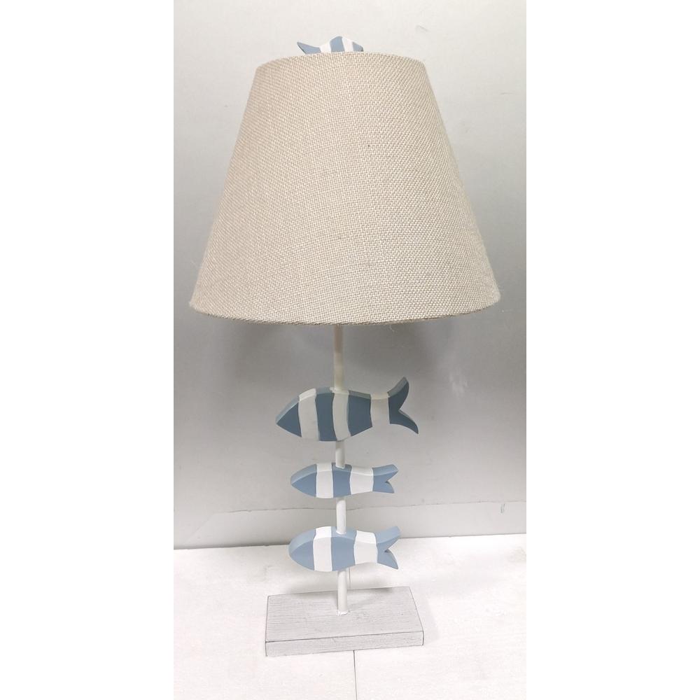 School of Fish 28” Resin 3-Fish Table Lamp, Blue and White, (Set of 2). Picture 2