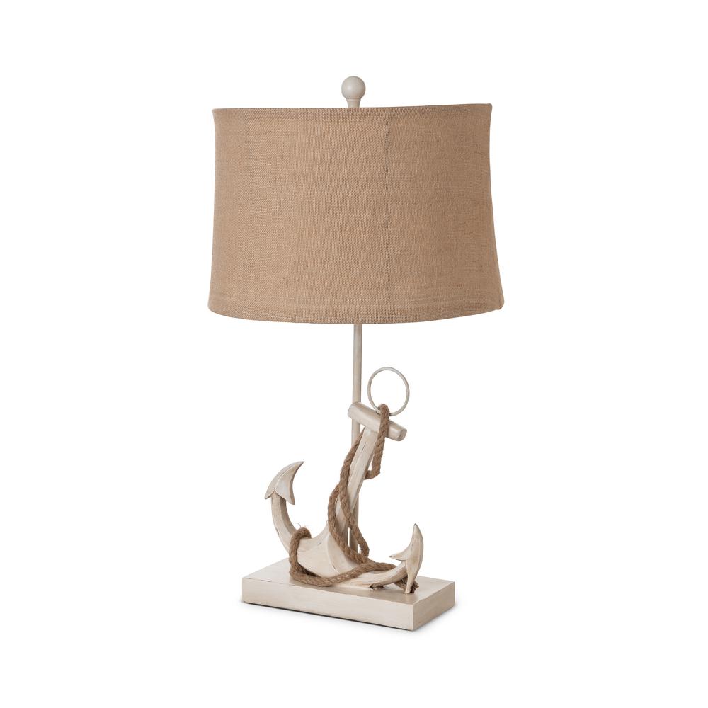 Anchor 28" Distressed White Polyresin Coastal Table Lamp, (Set of 2). Picture 3