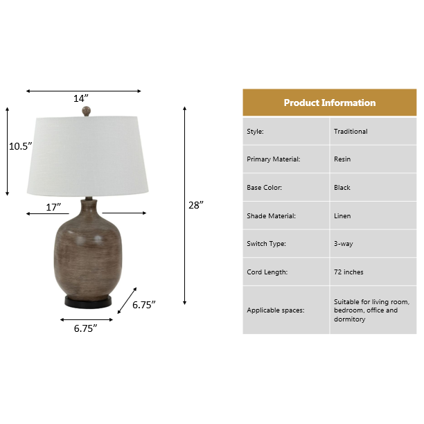 Sierra 28" Grey Brown Tone Poly Table Lamp, (Set of 2). Picture 4