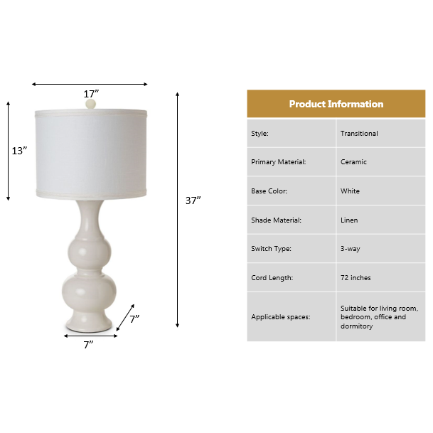 Warley 34" White Ceramic Table Lamp, (Set of 2). Picture 4