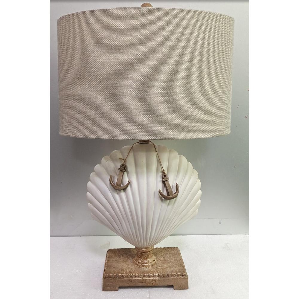 Clam Shell 28" White Coastal Table Lamp, (Set of 2). Picture 2