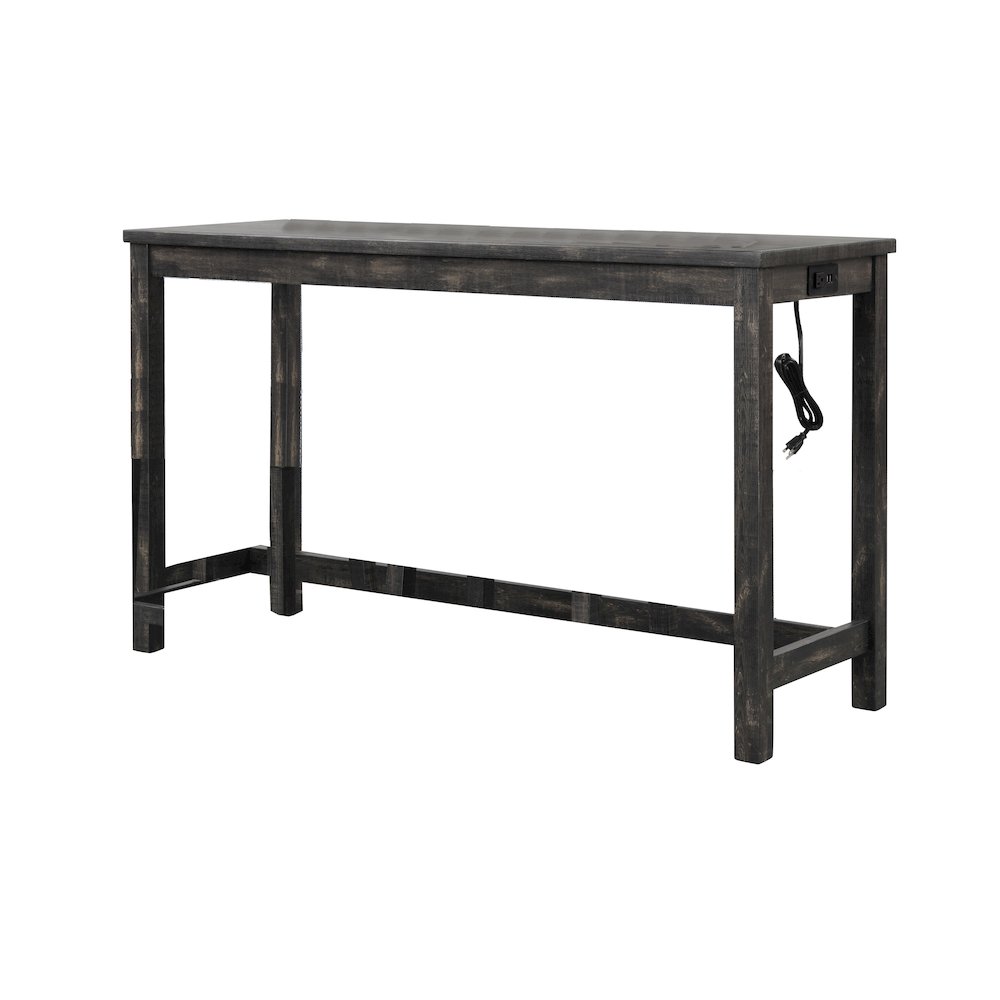 Yosef 60" Charcoal Rectangular Bar Table with 2 USB Ports/Electrical Outlet. Picture 1