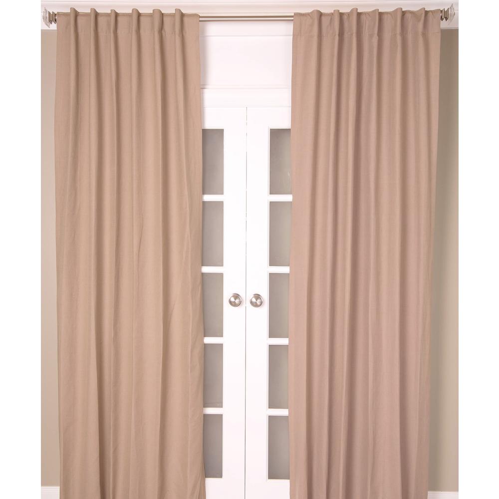 Linen Cotton Panels Lined with Rod Pocket Header and Hidden Back Tabs - Single Curtain Panel, 51"W x 96"L, Brown. Picture 1