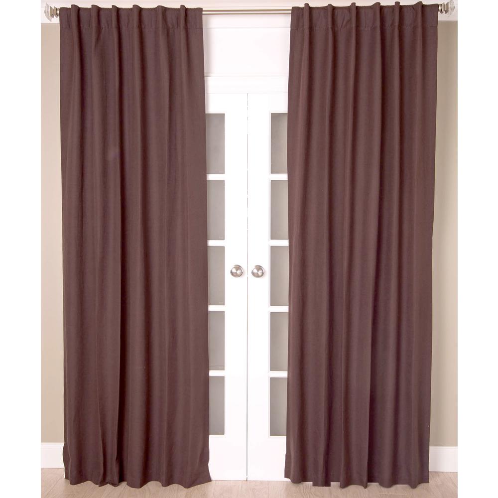 Linen Cotton Panels Lined with Rod Pocket Header and Hidden Back Tabs - Single Curtain Panel, 51"W x 96"L, Coffee. Picture 1