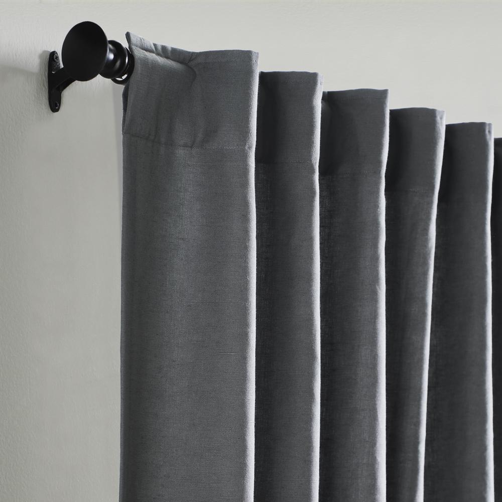 Linen Cotton Panels Lined with Rod Pocket Header and Hidden Back Tabs - Single Curtain Panel, 51"W x 96"L, Pewter. Picture 1