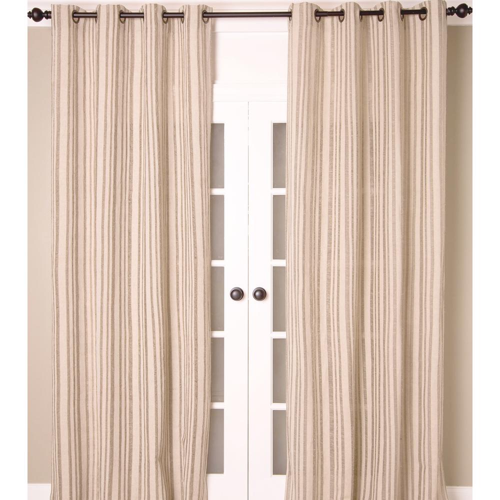 Linen Cotton Ladder Weave Curtain Panel, Unlined with Grommets Header - Single Curtain Panel, 52"Wx 96"L, Natural. Picture 1