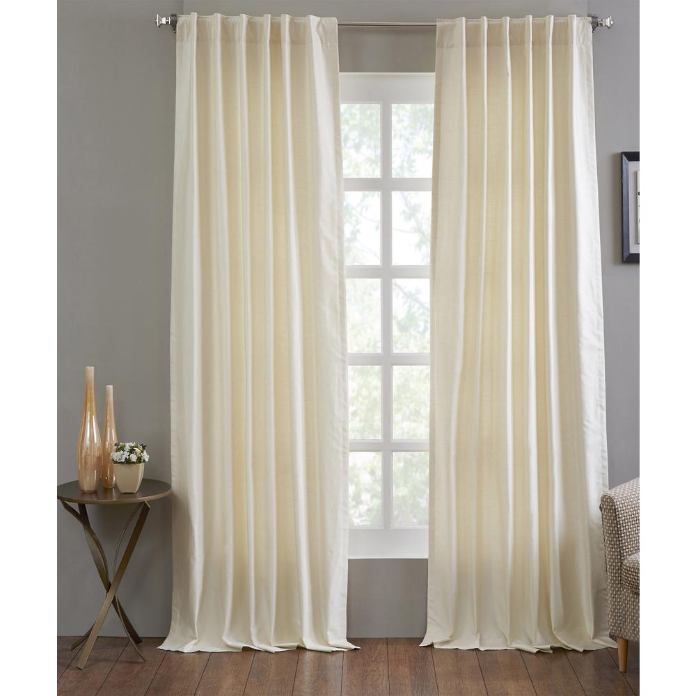 Single Room Darkening Curtain Panel, 51"W x 96"L, Ivory. Picture 1