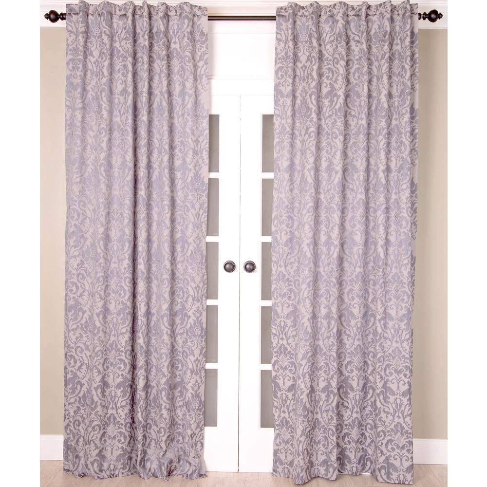 Dreamy Linen Embroidery Panel Lined Rod Pocket with Header - Single Curtain Panel, 51"W x 108"L, Grey. Picture 1