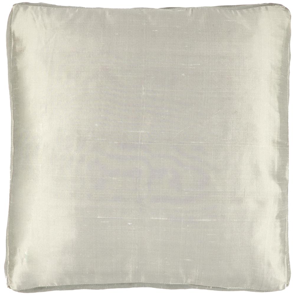 Pure Silk Dupioni Box Pillow, Filled with Feather and Down Insert, 18"Wx 18"Hx 2"H, Champagne. Picture 1