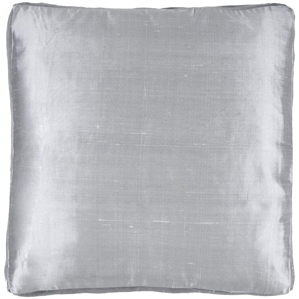 Pure Silk Dupioni Box Pillow, Filled with Feather and Down Insert, 18"Wx 18"Hx 2"H, Silverfrost. Picture 1