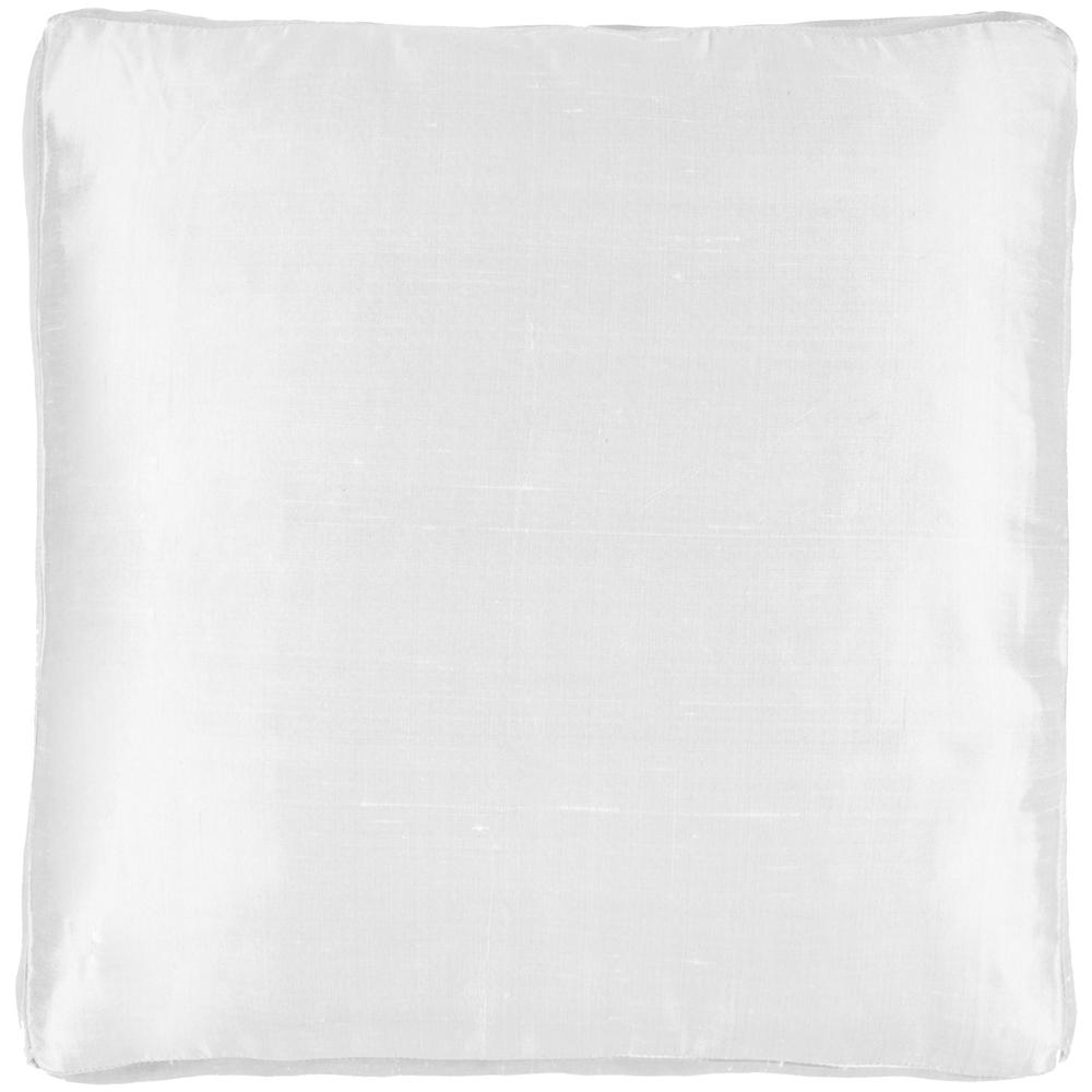 Pure Silk Dupioni Box Pillow, Filled with Feather and Down Insert, 18"Wx 18"Hx 2"H, SnowWhite. Picture 1