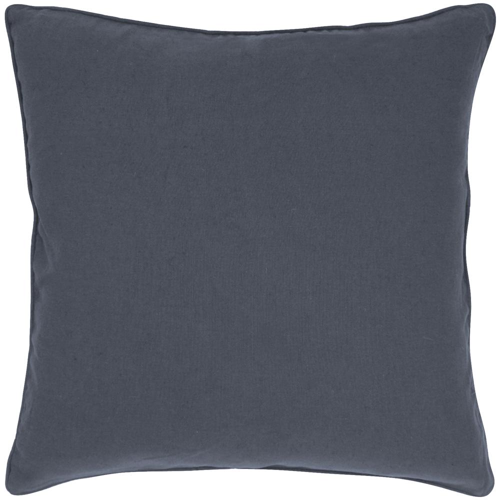 Linen Cotton Solid Pillow, Filled with Feather and Down Insert, 20"W x 20"H, Pewter. Picture 1