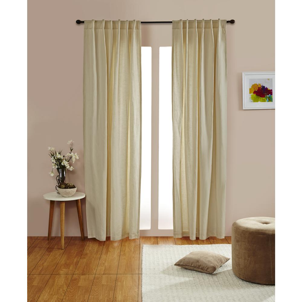 Linen Cotton Panels Lined with Rod Pocket Header and Hidden Back Tabs - Single Curtain Panel, 51"W x 96"L, Bisque. Picture 1