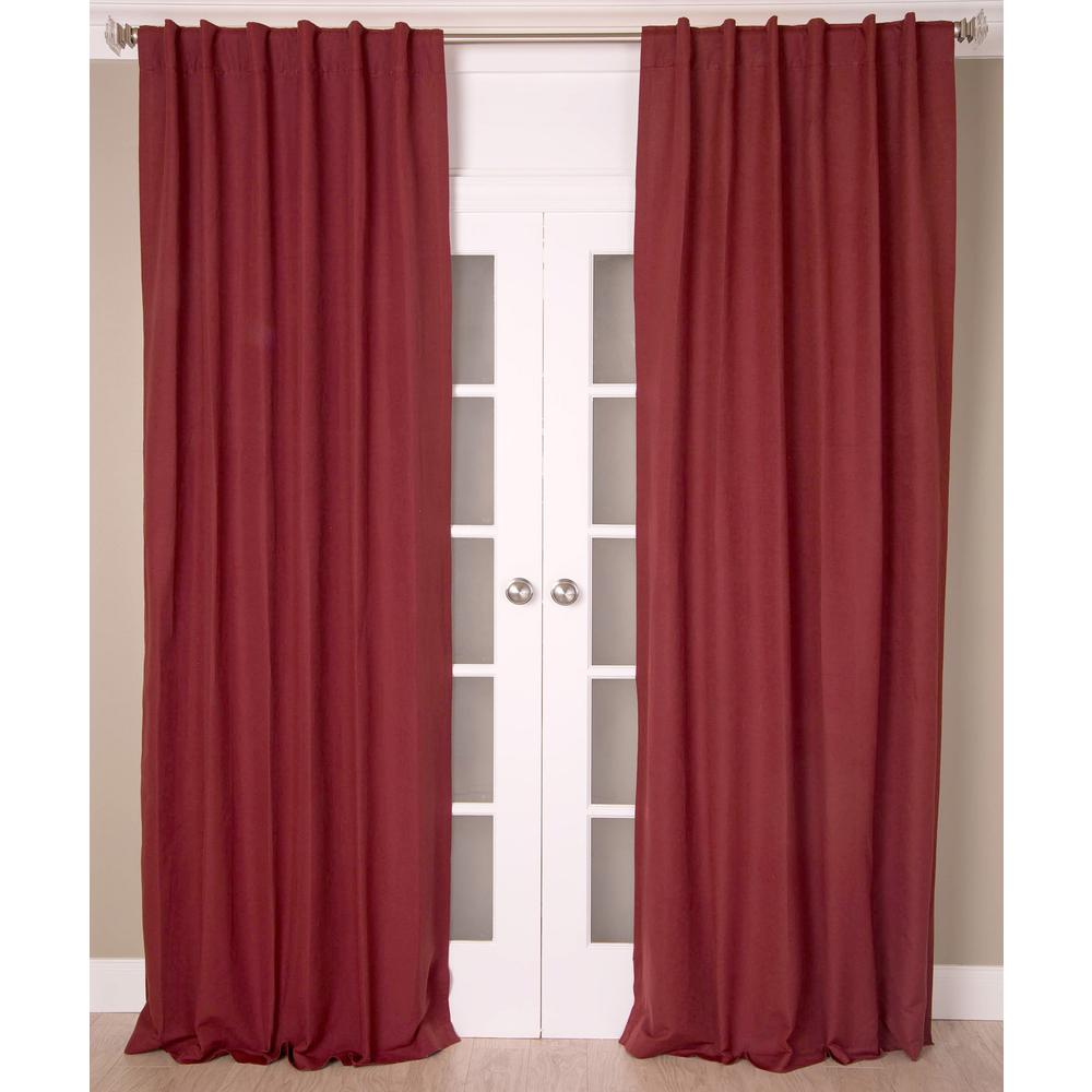 Linen Cotton Panels Lined with Rod Pocket Header and Hidden Back Tabs - Single Curtain Panel, 51"W x 108"L, Brick Red. Picture 1