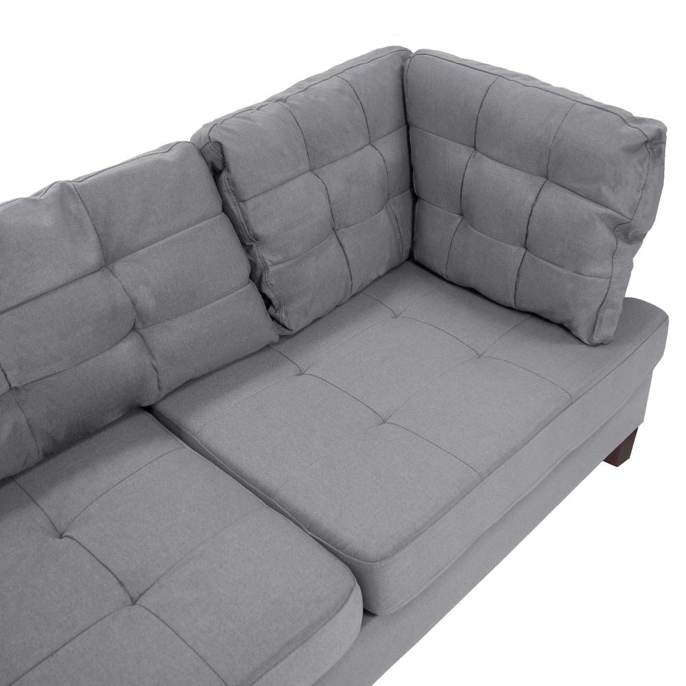 Fabric 3 Piece Sectional Sofa Set with Ottoman in Gray. Picture 4
