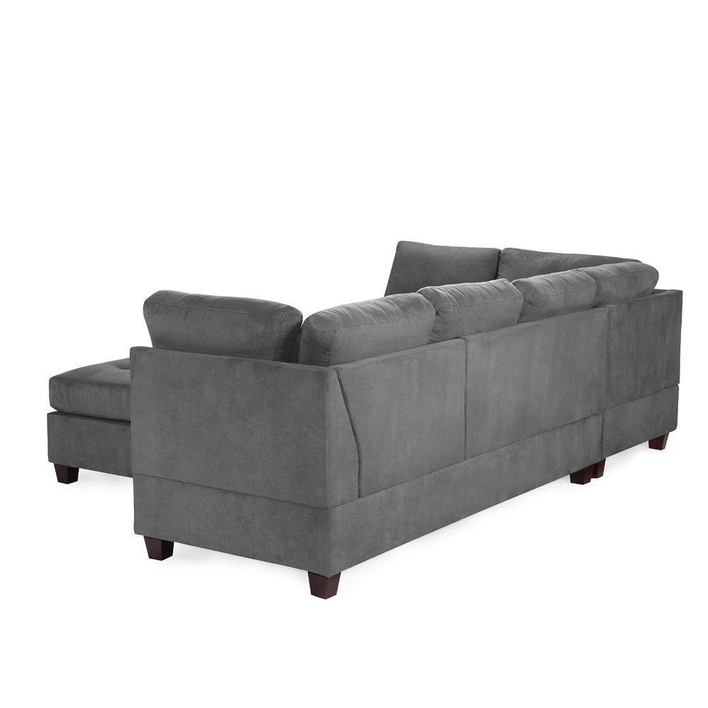 Poundex 3 Piece Fabric Sectional Set with Ottoman in Gray, 112" W x 84" D x 35" H, Package Weight 103. Picture 3