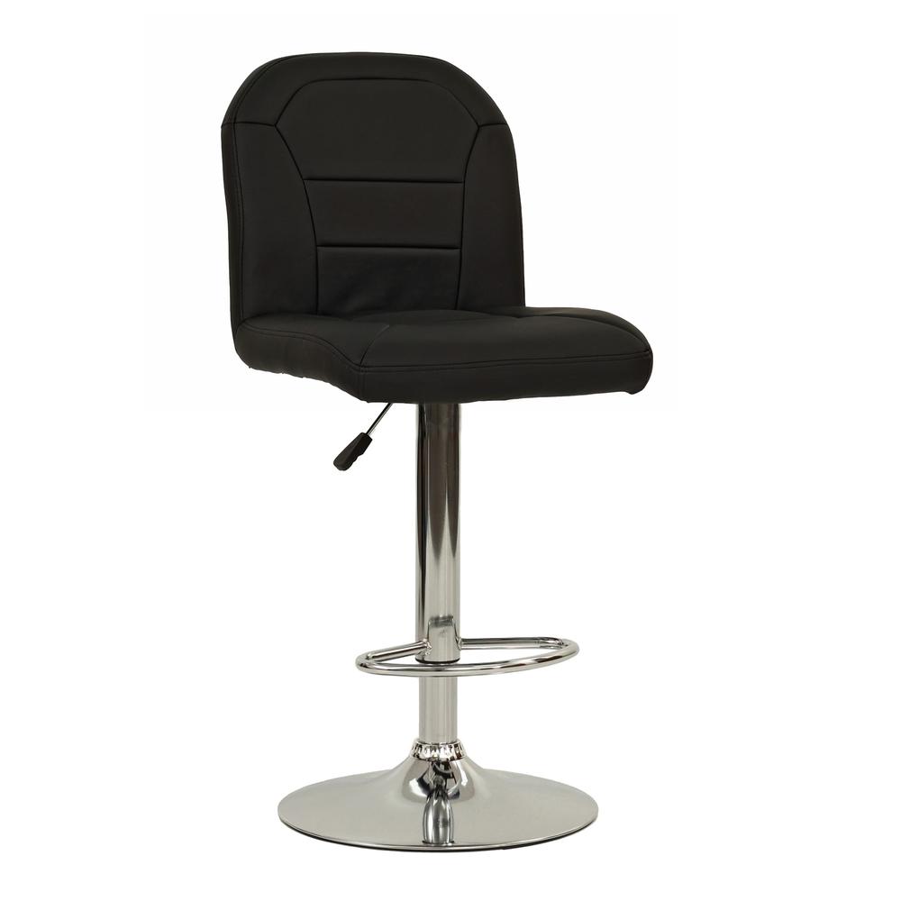 Adjustable Height & Swivel Barstool 2 Piece in Black Faux Leather. Picture 3