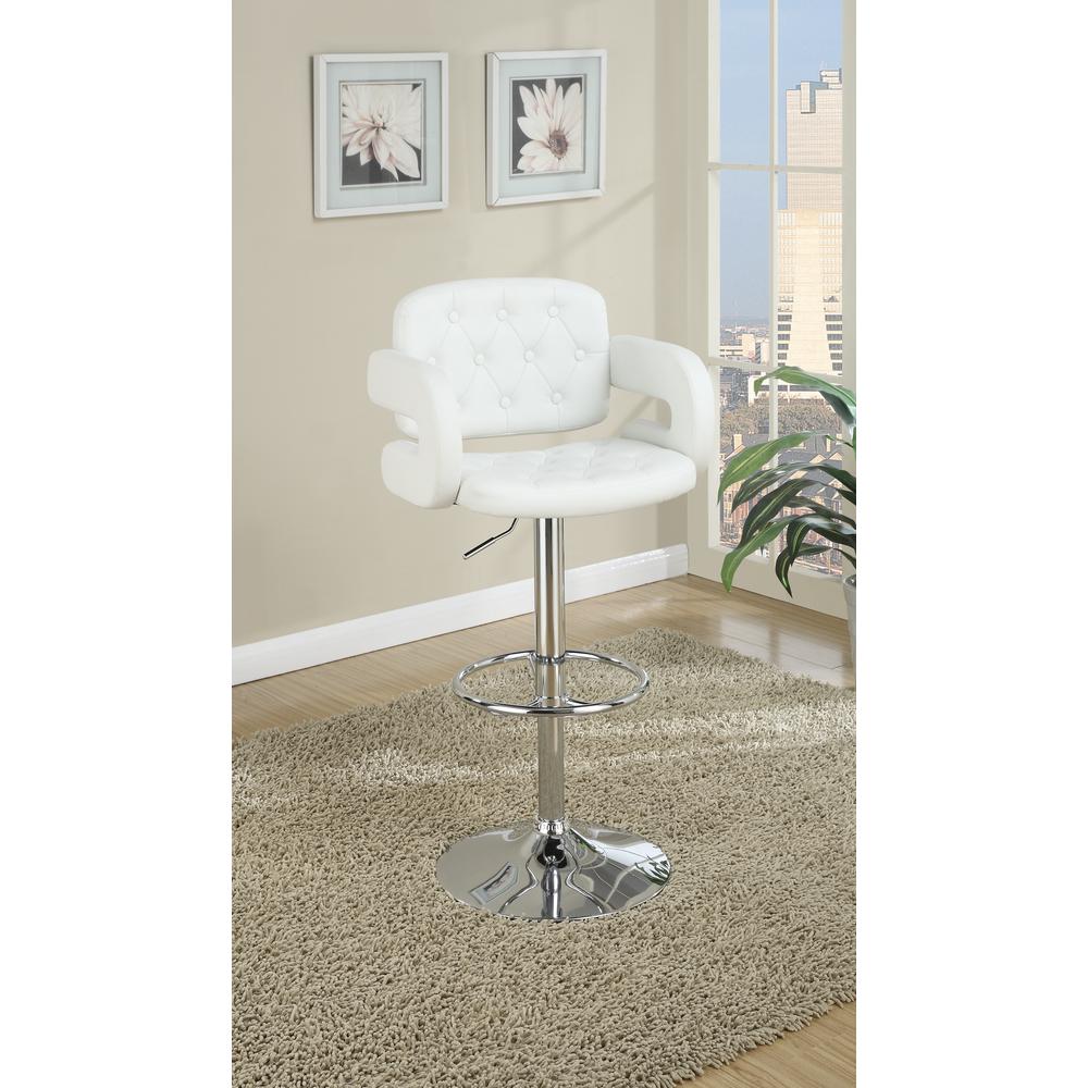 Poundex Adjustable Height & Swivel Barstool in White Faux Leather (1Pc), 22" W x 20" D x 38" ~ 44" H, Package Weight 27. Picture 6