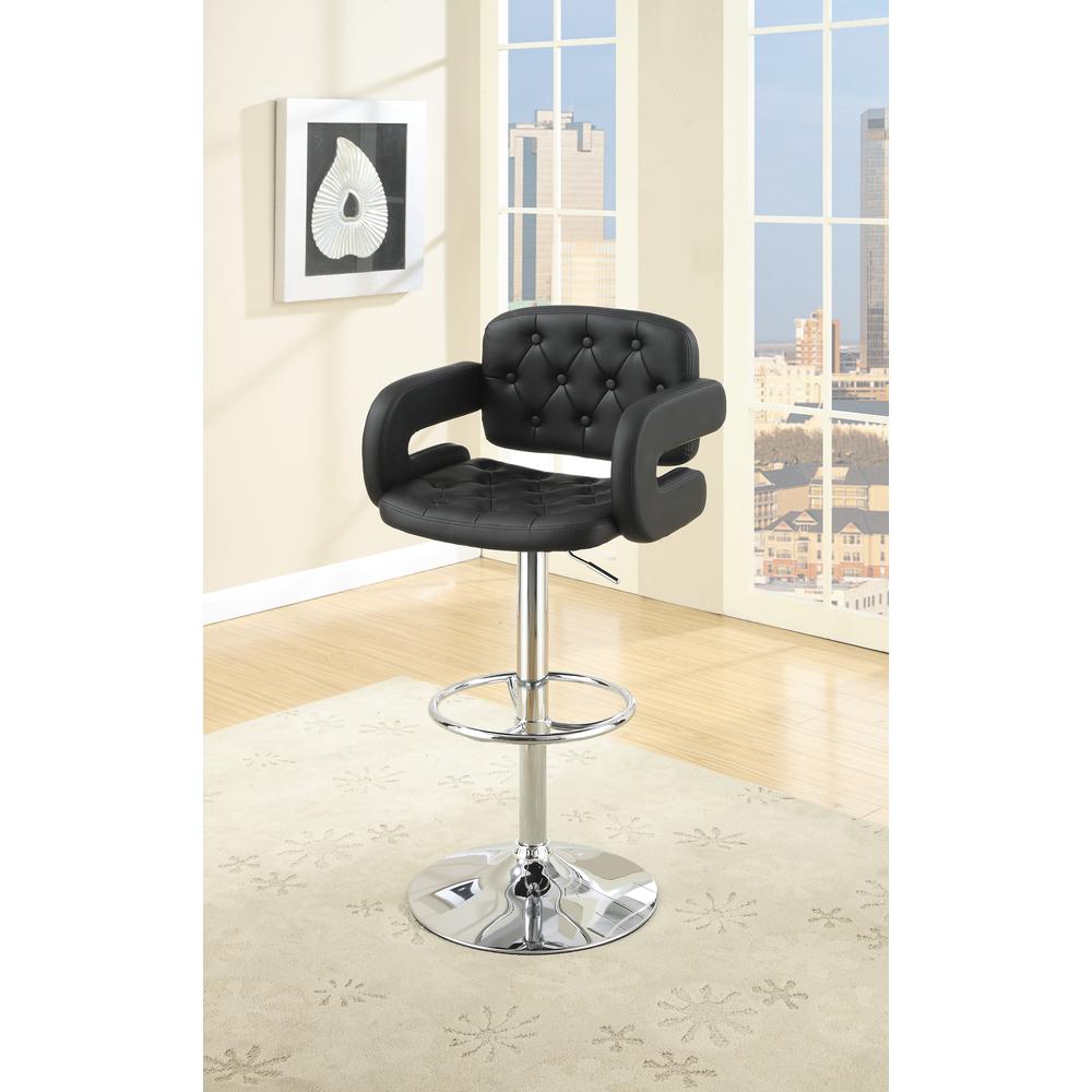 Poundex Adjustable Height & Swivel Barstool in Black Faux Leather (1Pc), 22" W x 20" D x 38" ~ 44" H, Package Weight 27. Picture 5